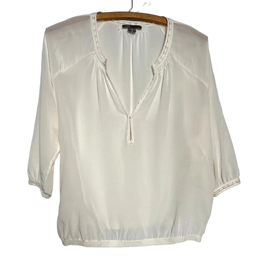 Vince Cream Silk V-neck Top Blouse XS